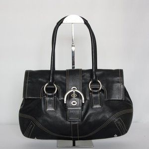 COACH Black Purse White Stitching  E05S-8A11